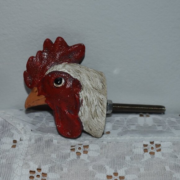 Rustic Country Farmhouse Resin Rooster Chicken Animal Drawer Knob - Picture 6 of 8